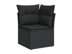 Salon de jardin 9 pcs avec coussins noir résine tressée FMJA78531