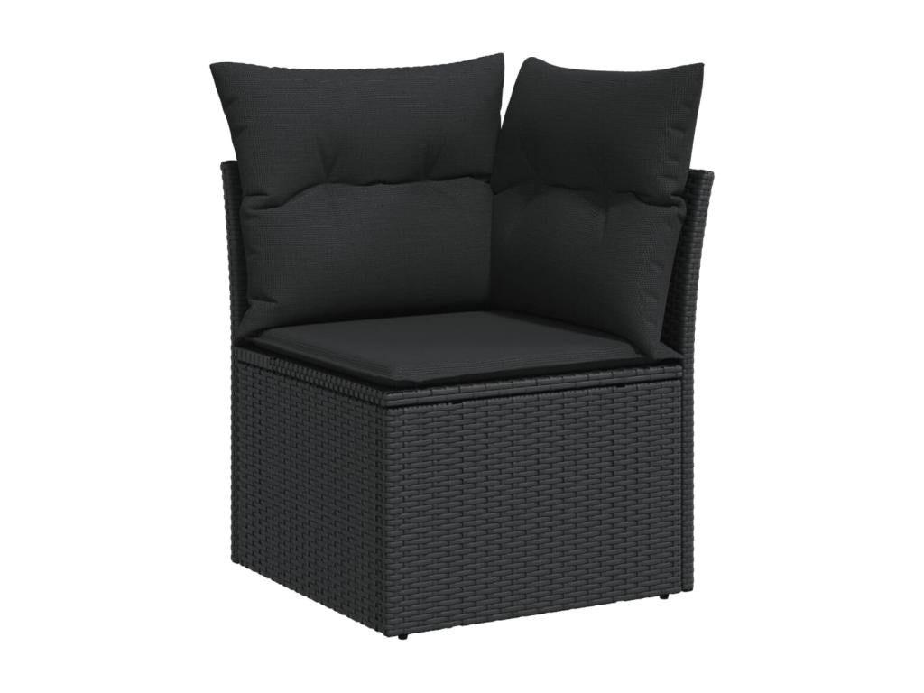 Salon de jardin 9 pcs avec coussins noir résine tressée FMJA78531