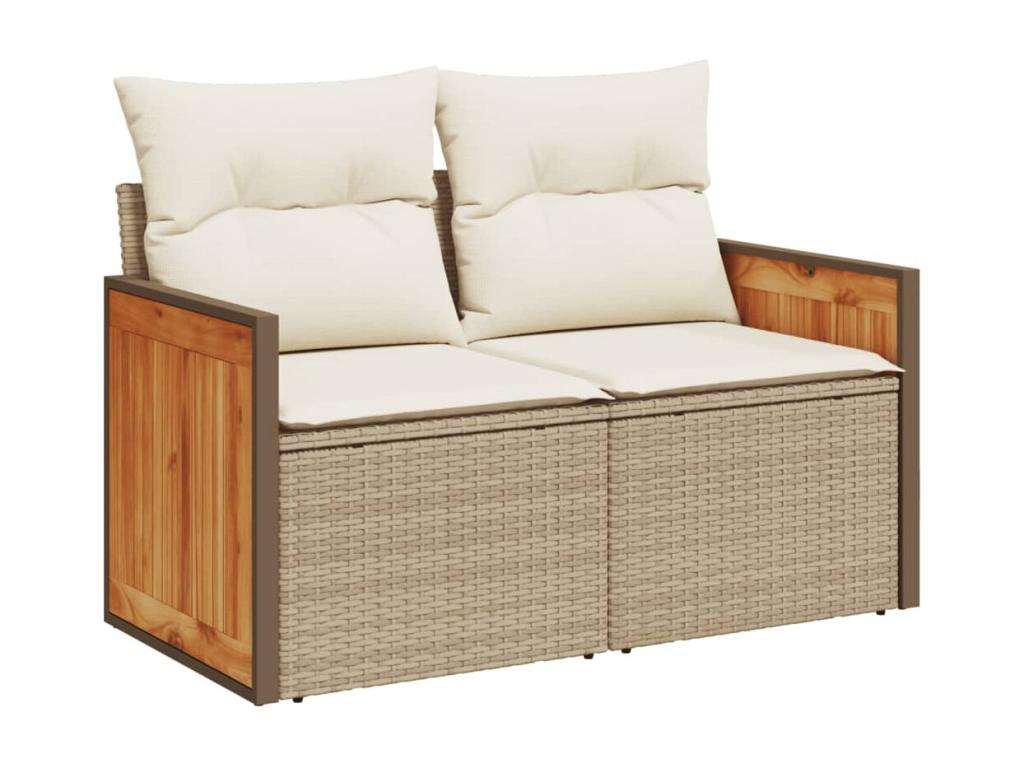 Salon de jardin avec coussins 7 pcs beige résine tressée QSGK88049