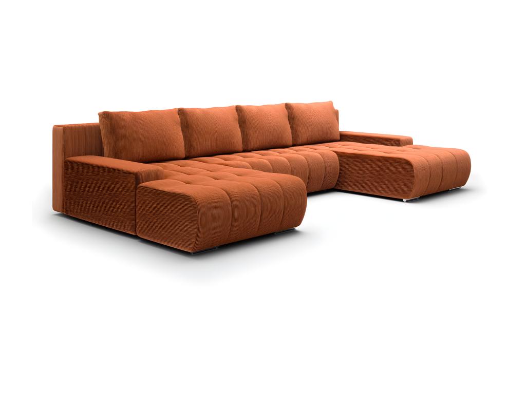 Canapé U 5 places convertible coffre Domopure velours tricoté Domopure brique AHLS92671