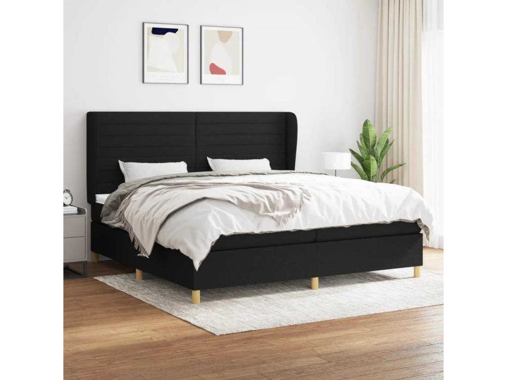 Lit à sommier tapissier avec matelas Noir 200x200 cm Tissu MVKG04121