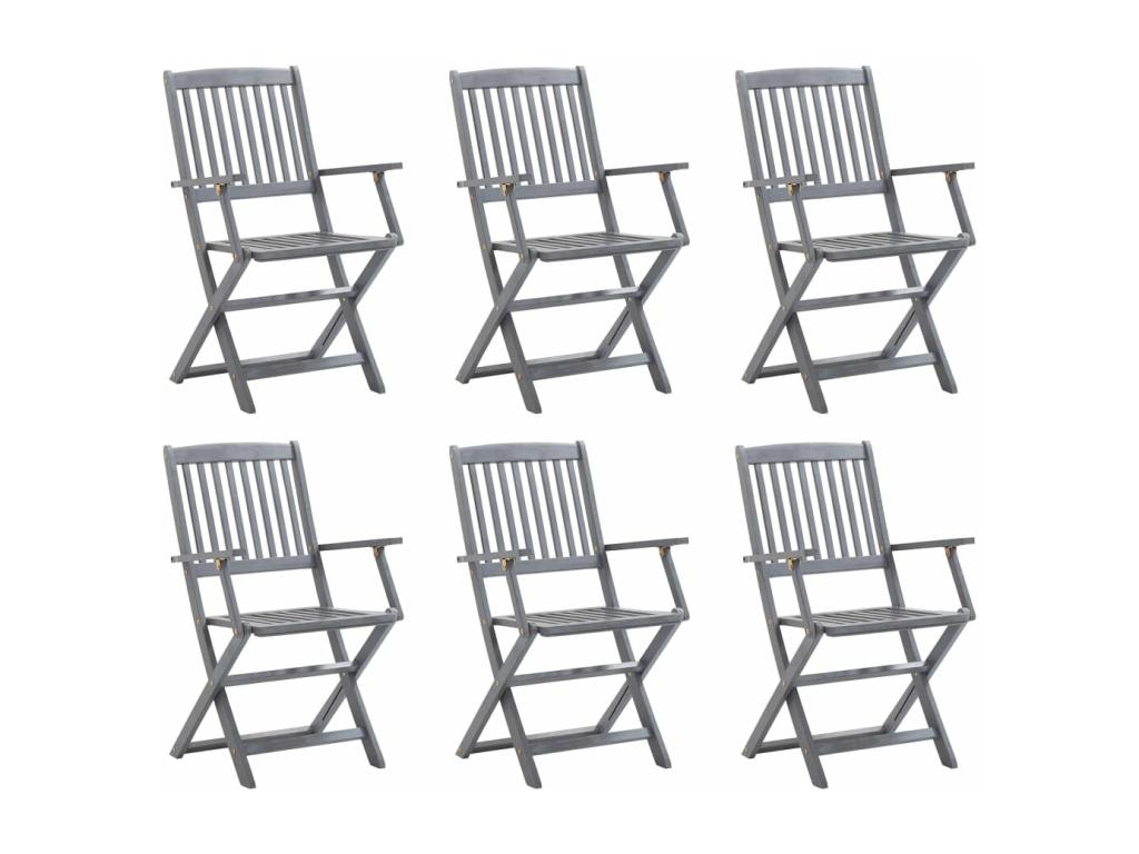 Chaises pliables d'extérieur 6 pièces Bois d'Domopure solide EDOJ50872