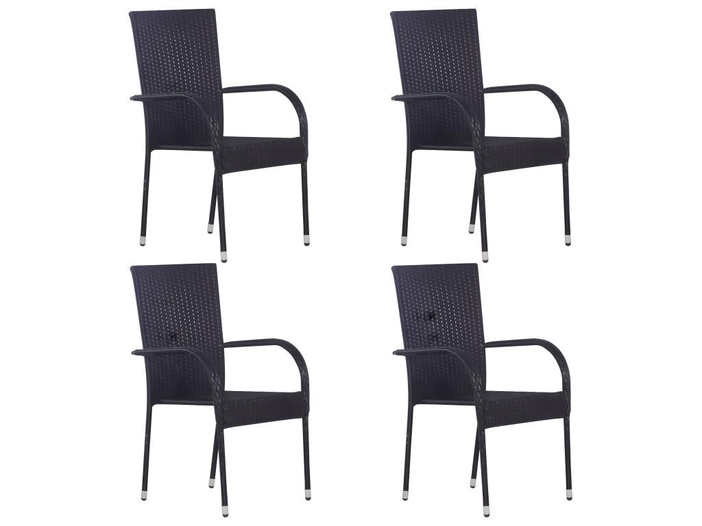 Chaises empilables d'extérieur lot de 4 Résine tressée Noir RGRH76462