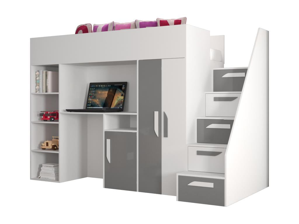 Domopure 14 Lit superposé 247/165/120 blanc/gris QZFR42735