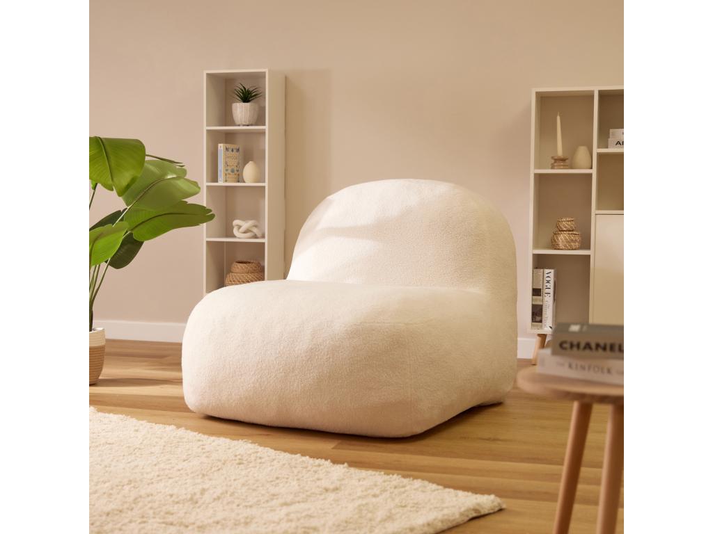 Fauteuil en mousse expansible et tissu bouclé crème - Decohaute WWAV42208
