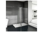 Paroi de douche à l'italienne 80 40x200cm avec retour pivotant - Verre 8mm trempé - Avec barre de fixation 140cm en carré RARN10371