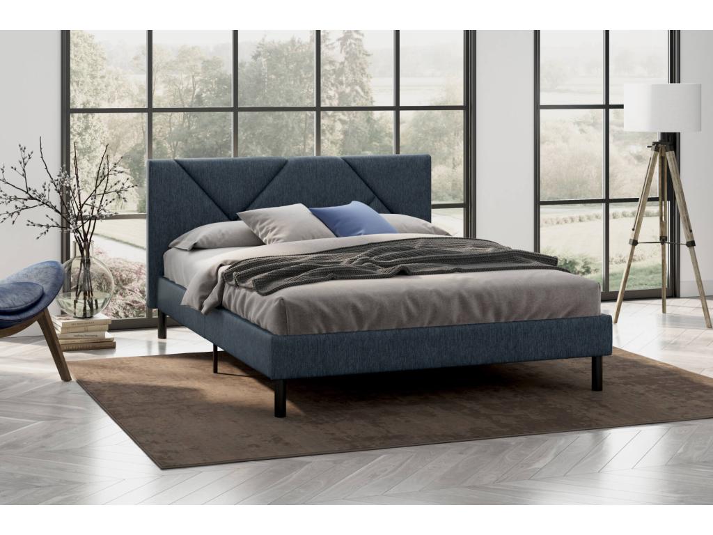 Lit double Domopure Sommier pour chambre Literie par chambre Support de matelas Adapté à un matelas de 140x190 cm Bleu DYCB99325