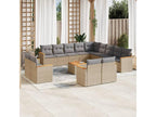 Salon de jardin avec coussins 14 pcs beige résine tressée EOEU01206