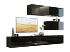 Ensemble de meubles de salon noir suspendus collection Domopure XXV- 249cm 6 meubles leds modulables. EDNN70655