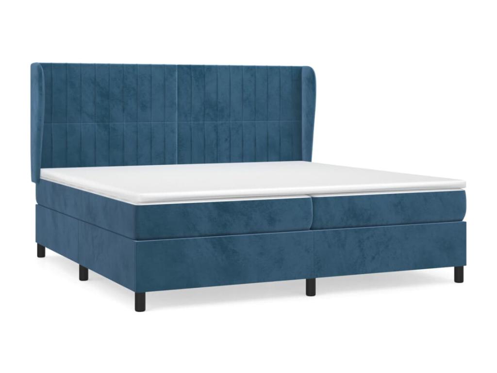 Sommier à Décohaute de lit et matelas Bleu foncé 200x200 Velours GBMH62248