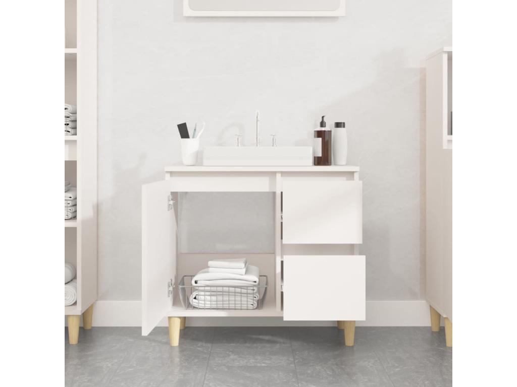 Armoire de salle de bain blanc 65x33x60 bois d'ingénierie LPVH98408