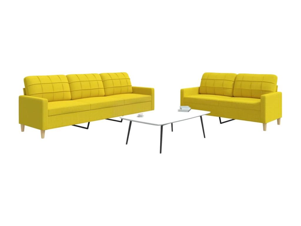 Ensemble de canapés 2 pcs jaune clair tissu VPMO07841
