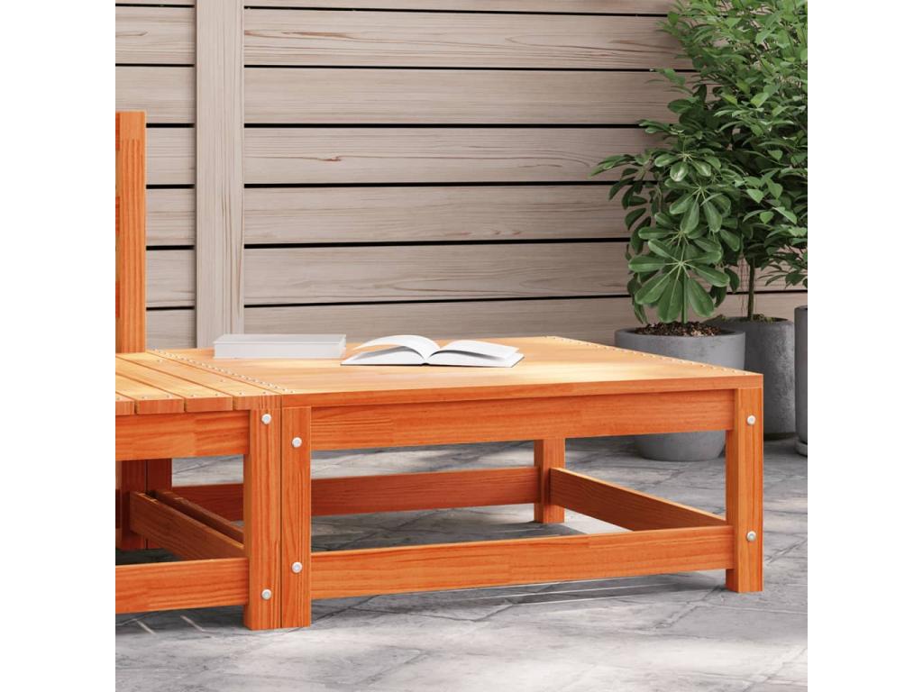 Repose-pied de jardin cire marron 70x70x30cm bois de pin massif HHAZ75557