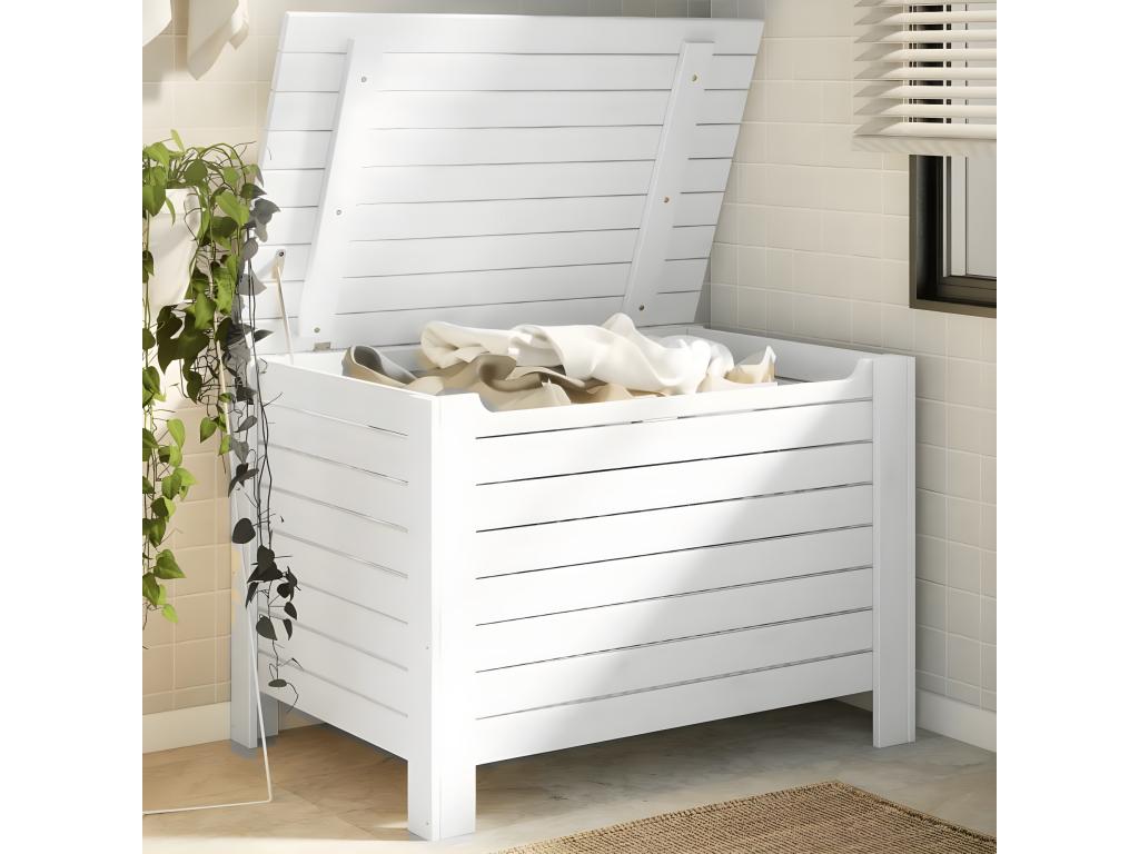 Boîte de rangement avec couvercle Decohaute blanc bois massif de pin WHQT23541