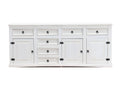 Nouveau Buffet Domopure avec 7 tiroirs et 3 portes largeur 200 cm hauteur 84 cm blanc/ciré. KGFQ20372