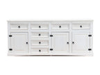 Nouveau Buffet Domopure avec 7 tiroirs et 3 portes largeur 200 cm hauteur 84 cm blanc/ciré. KGFQ20372