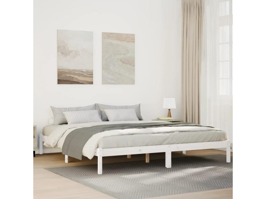 Cadre de lit extra long sans matelas 200x210 cm bois massif pin DUUS53402