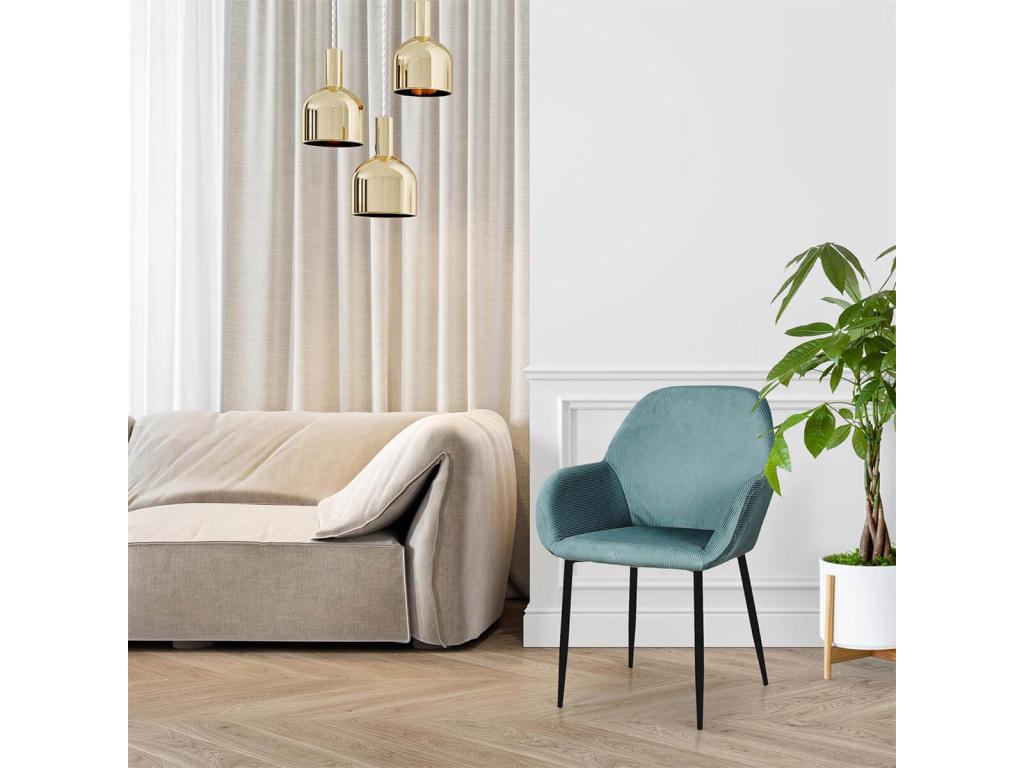 Domopure - Lot de 2 Fauteuils Velours Côtelé Bleu Canard QSGA19026