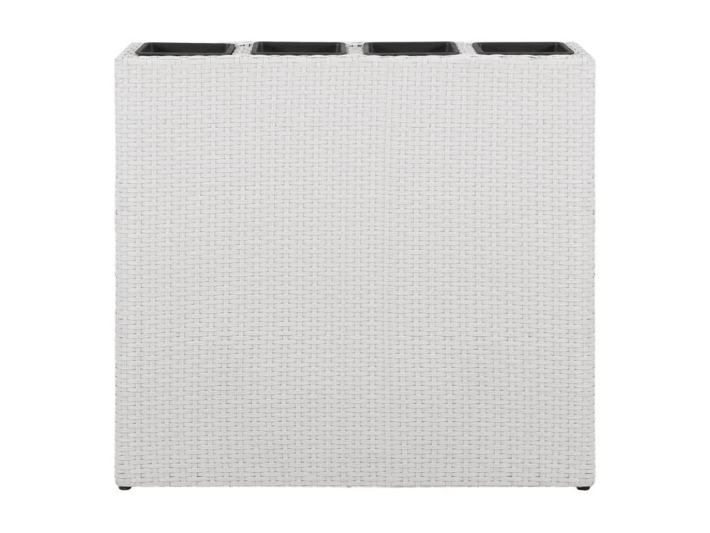 Lits surélevés de jardin et 4 pots 2 pièces Résine tressée Blanc TZBS07701