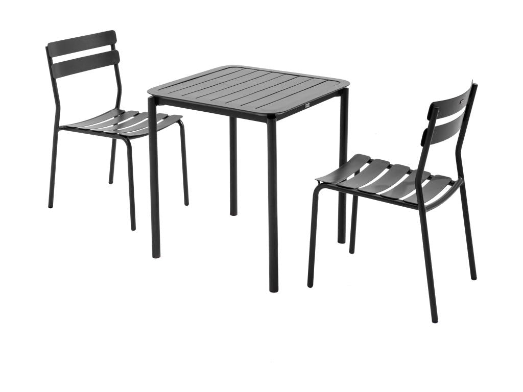 Ensemble table de terrasse 70cm et 2 chaises noir SIAP26522