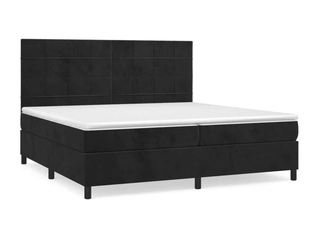 Lit à sommier tapissier et matelas Noir 200x200 cm Velours XYFB37192