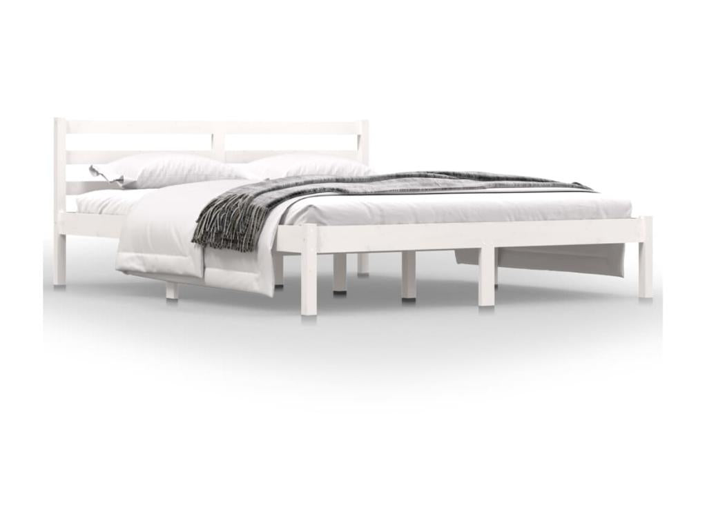 Lit Bois de pin massif 150x200 Blanc très grand CANZ58688