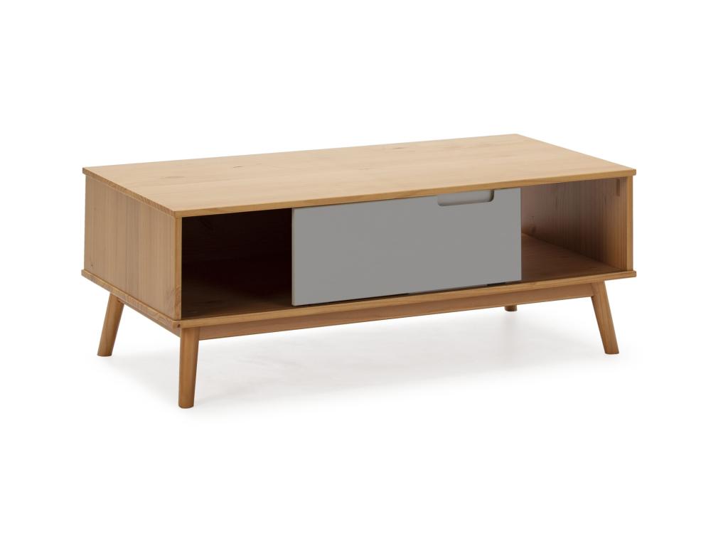 Table Basse 1 Porte Decohaute Coulissante et 1 Creux Bois Massif Longueur 110 cm CQVU80469