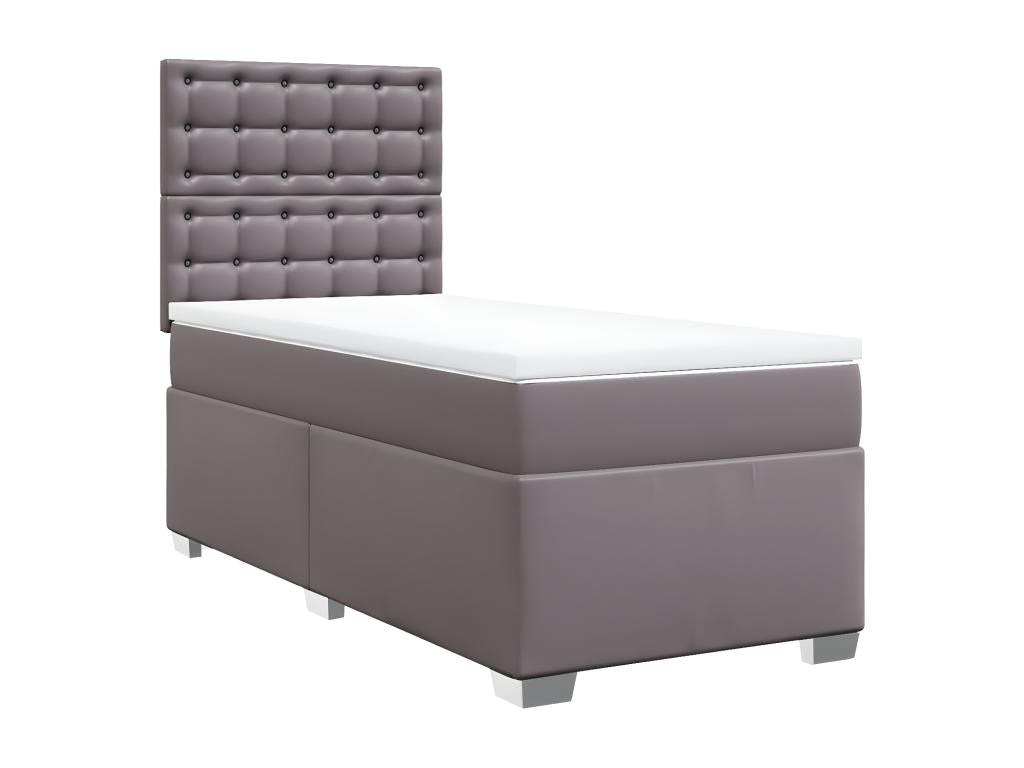 Sommier à Décohaute de lit avec matelas Gris 100x200 cm Similicuir JFWO49061
