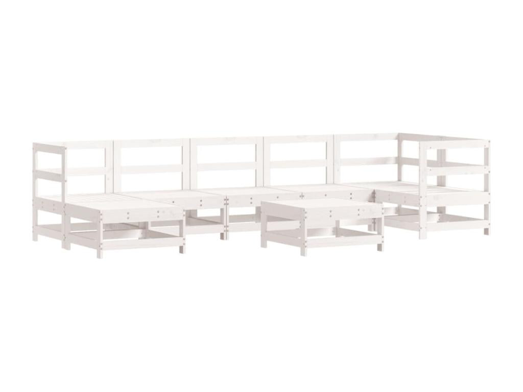 Salon de jardin 8 pcs avec coussins blanc bois massif EEWQ77029