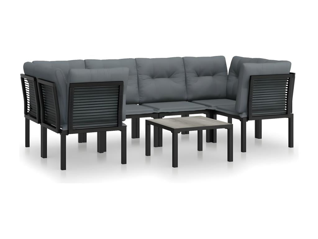 Salon de jardin 7 pcs noir et gris résine tressée UGWI72014