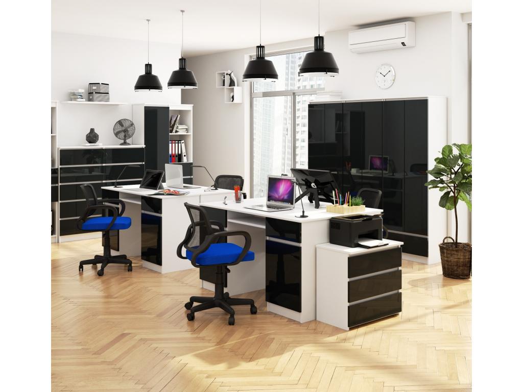 bureau Decohaute chêne 2 portes 2 tiroirs 5 étagères 135x50x77 cm ZETA22446