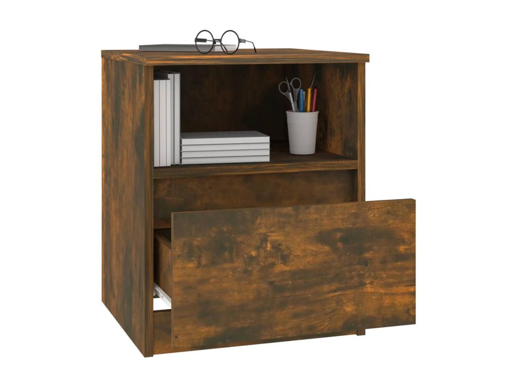 Table de chevet chêne fumé 40x40x50 cm bois d'ingénierie XRFC51300