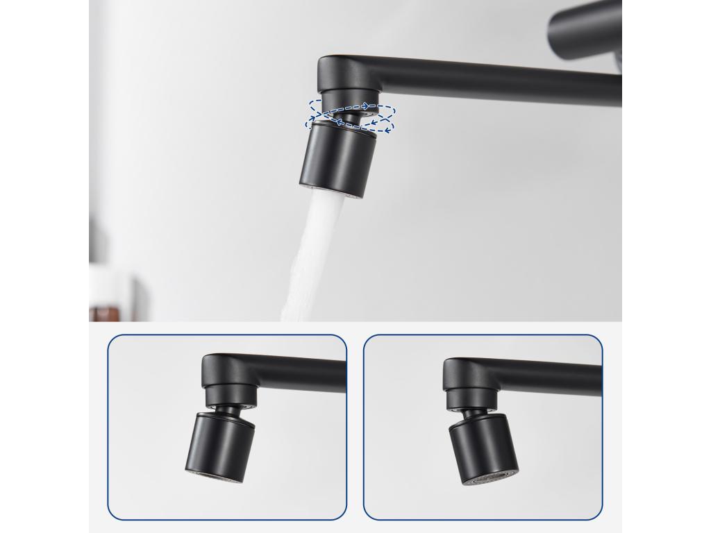 Decohaute max Mitigeur de Cuisine Mural Robinet Evier Mural avec 2 Jets Noir Mitigeur Cuisine Pivotant à 360 Robinetterie d'évier EU Modèle OKRH14481