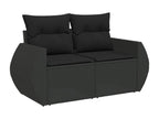 Salon de jardin 9 pcs avec coussins noir résine tressée FMJA78531