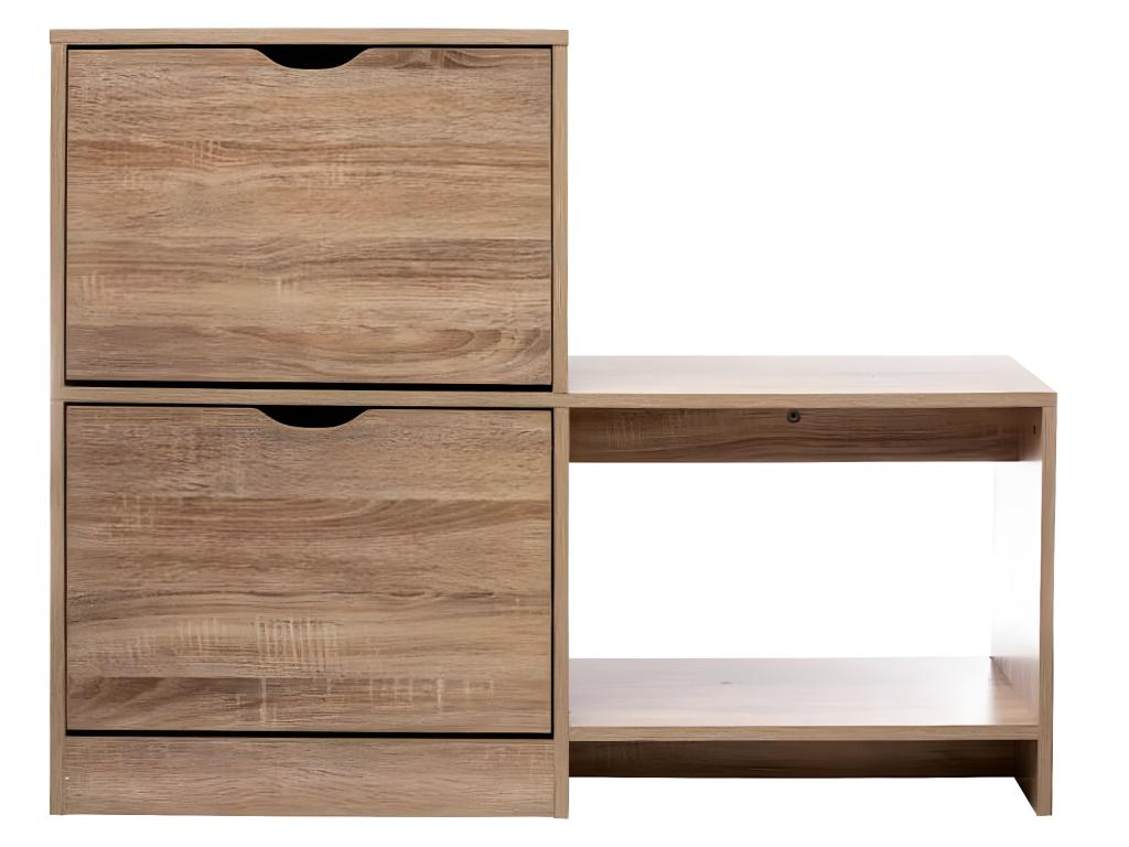 Meuble à chaussures en bois coloris naturel - L.100 x l.32 x H.80 cm EOOD16027
