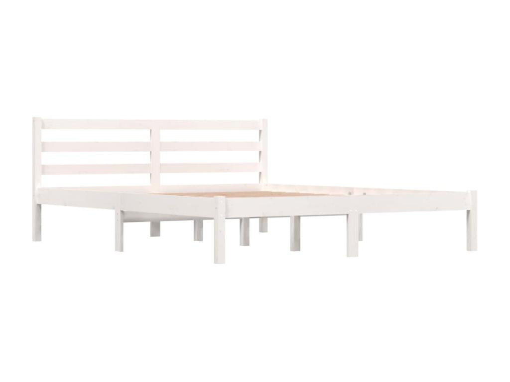 Lit Bois de pin massif 150x200 Blanc très grand CANZ58688