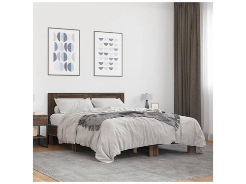 Cadre de lit chêne marron 140x190 bois d'ingénierie et métal TJOS46595