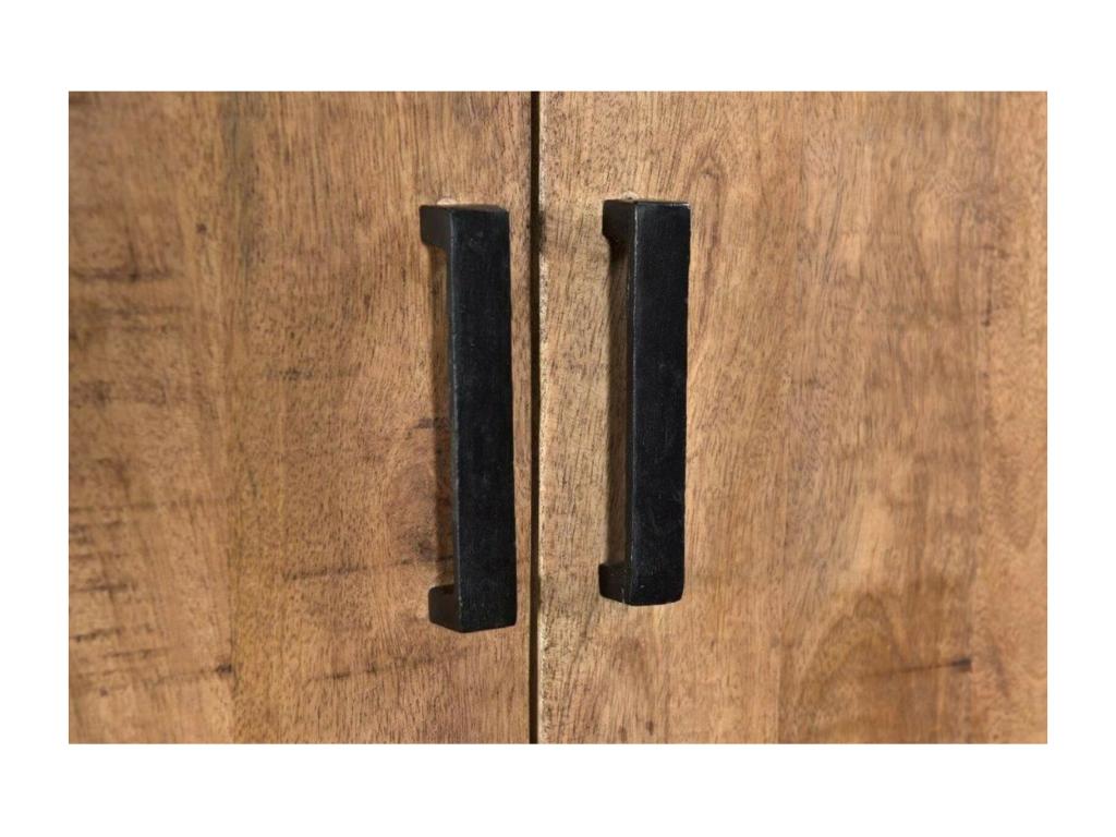 Domopure-Rangement 2 portes 1 tiroir bois de Manguier massif et métal ZDSP93199