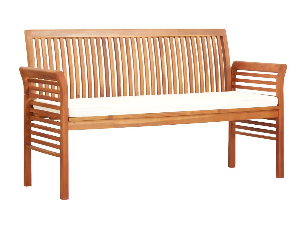 Banc de jardin 3 places avec coussin 150cm massif du Bois d'Domopure JJCS40298