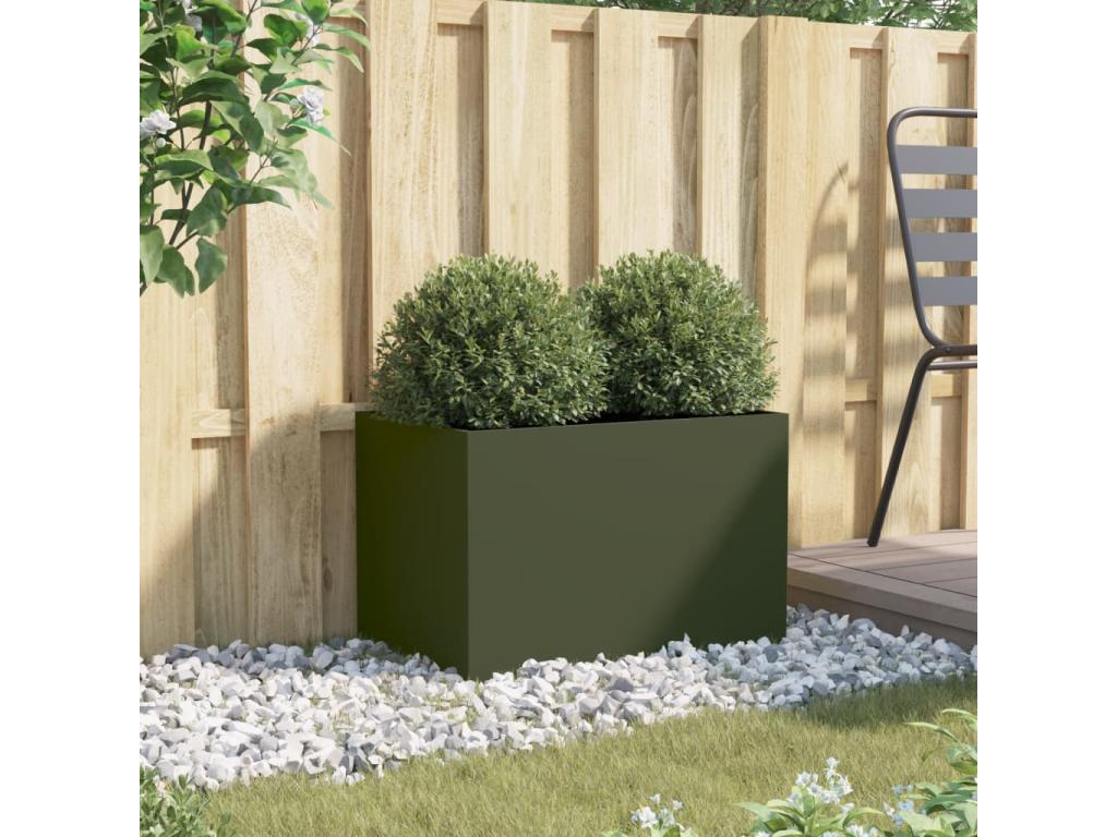 Jardinière vert olive 62x40x39 acier laminé à froid MEEW91671