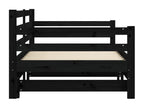 Lit de jour avec lit gigogne noir 90x200 bois de pin massif LLNR51927