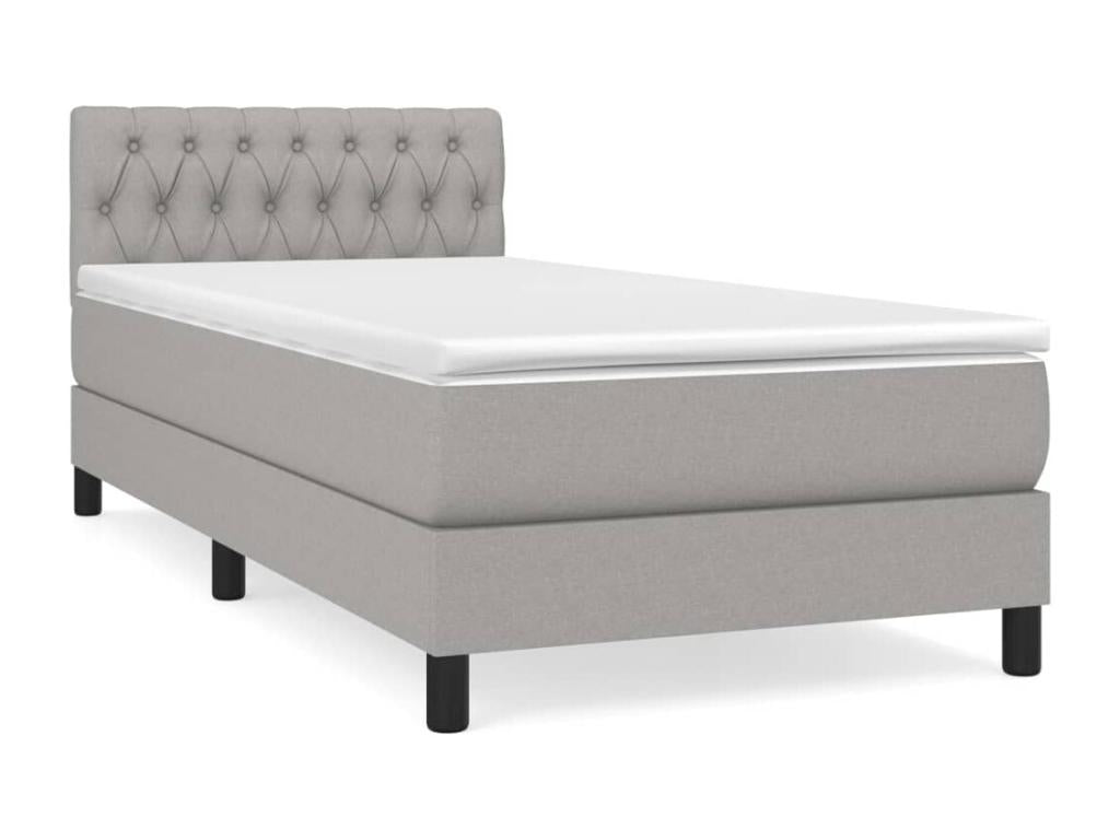 Sommier à Décohaute de lit et matelas Gris clair 90x190 Tissu AENK40570