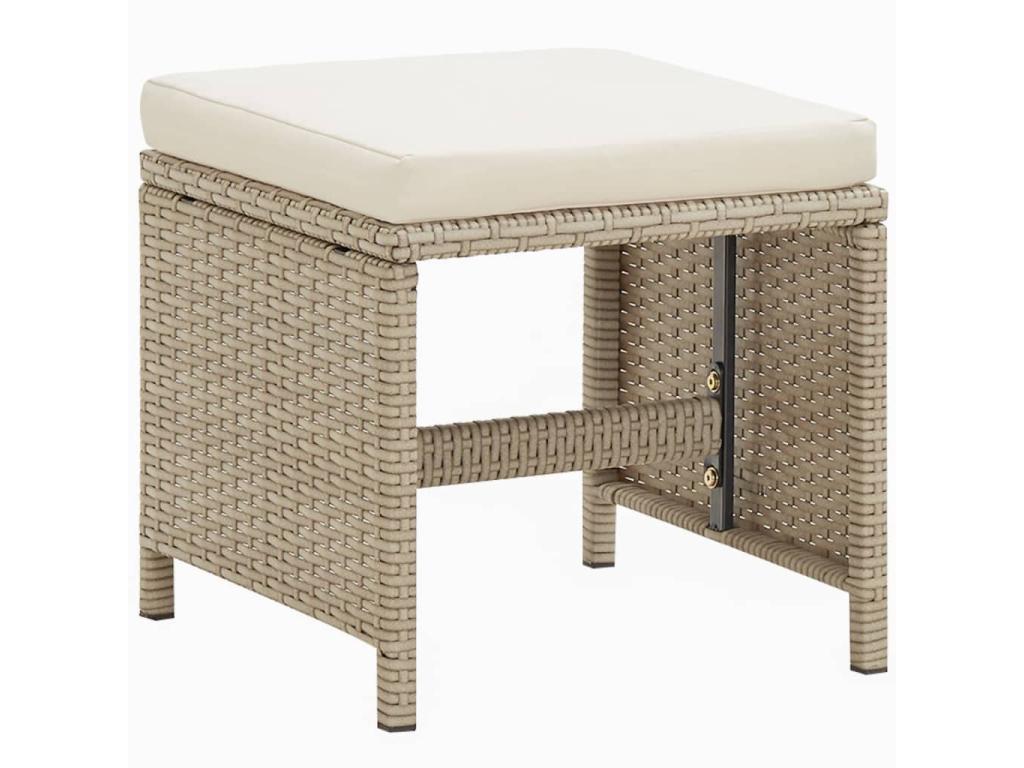 Meubles à dîner de jardin et coussins 9 pièces Poly rotin Beige RTUT20519