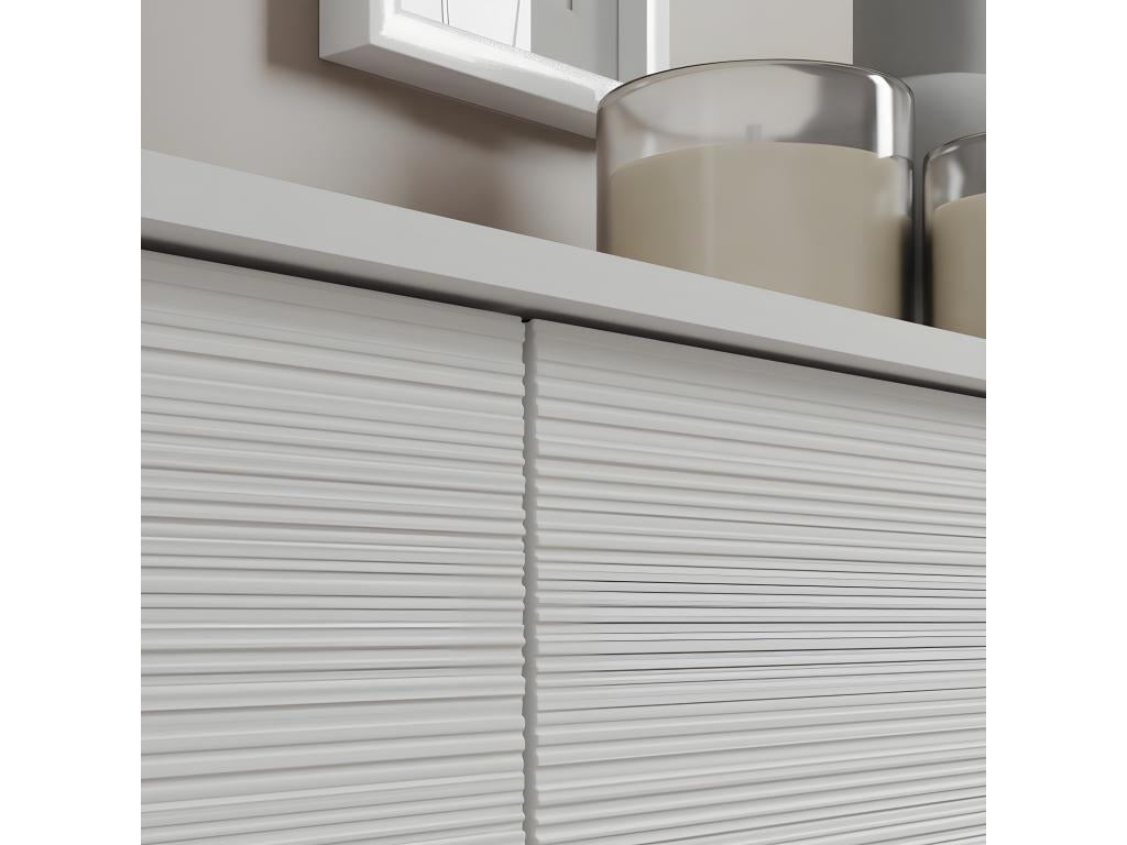 Table basse 110x55 cm fraisée Blanc mat sur pieds MESHEWOOD FPQI11646