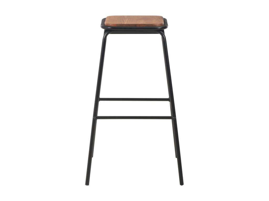 Tabourets de bar lot de 2 noir pinède solide et acier LCMH32199