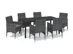 Mobilier à dîner de jardin et coussins 7pcs Résine tressée Gris EPBY50635