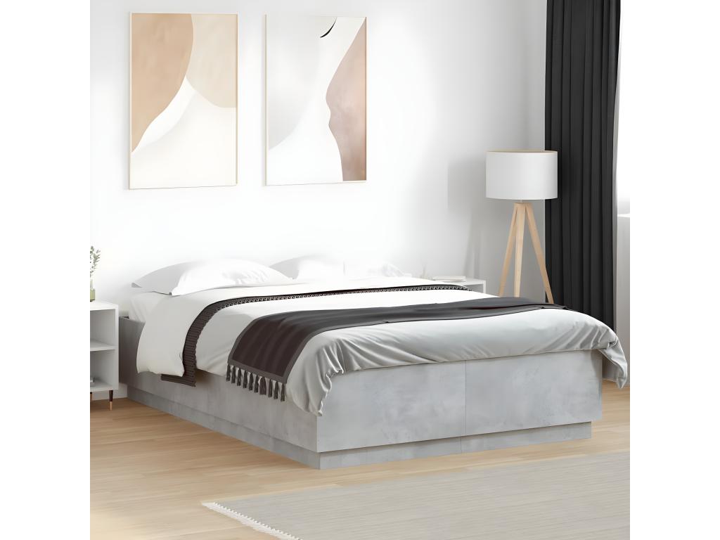 Cadre de lit sans matelas gris béton 140x200 cm NOQH27479