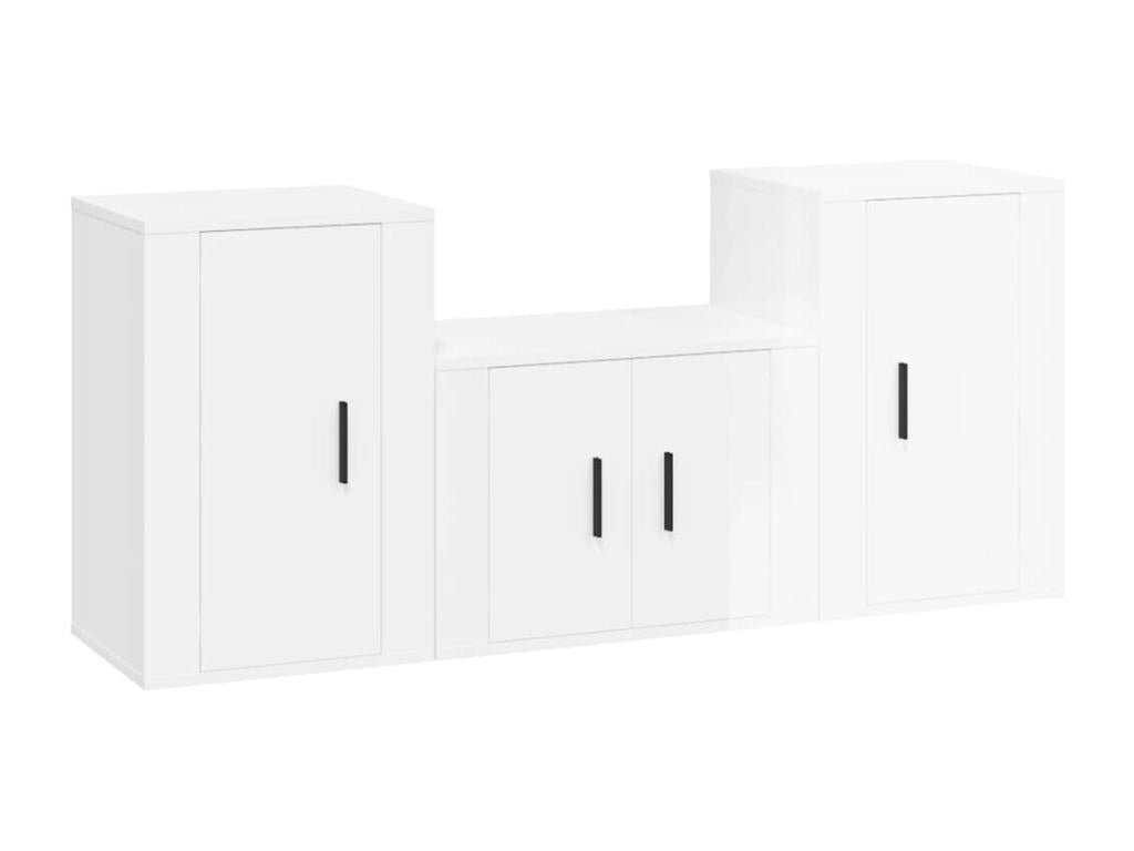Ensemble de meubles TV 3 pcs Blanc brillant Bois d'ingénierie KRTF78992