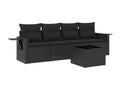 Salon de jardin 5 pcs avec coussins noir résine tressée WHPN39922