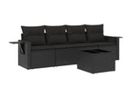 Salon de jardin 5 pcs avec coussins noir résine tressée WHPN39922